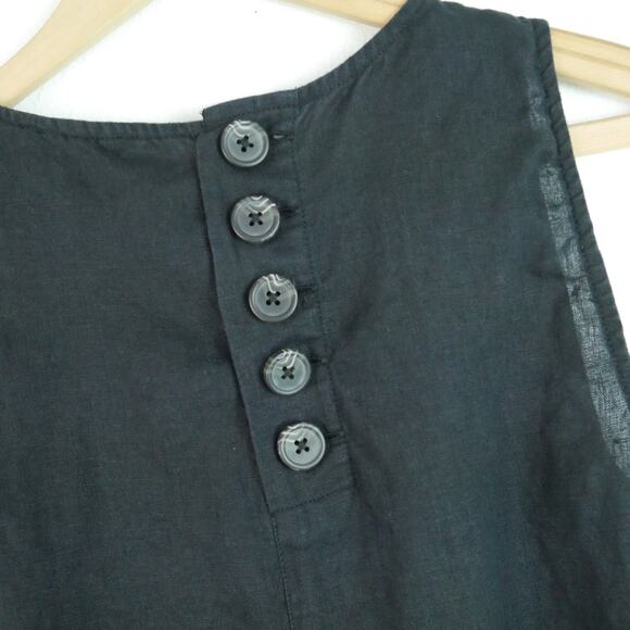 J Crew Large Maxine Button Back Dress Linen Black Shift A Line Mini Preppy Lagom - Picture 8 of 8